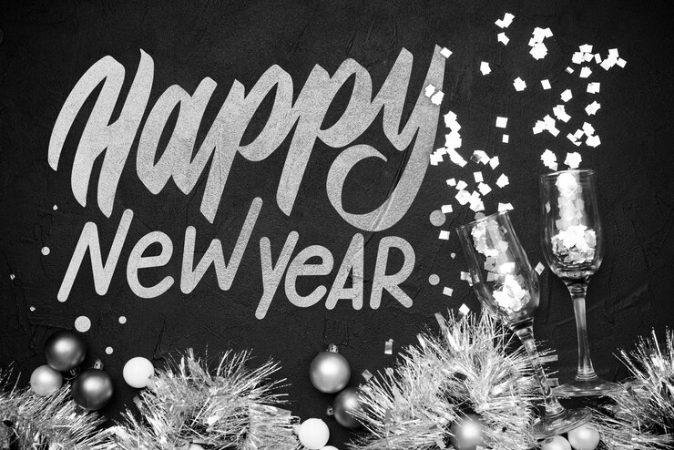 PSD tinsel et boules de noël pour la fête du nouvel an
