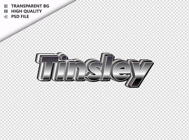 PSD tinsley tipografía texto plateado negro psd transparente