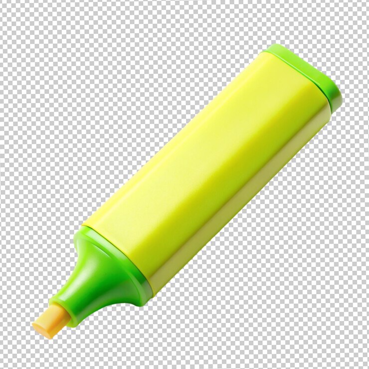 PSD tinta gráfica verde marcador bolígrafo resaltador aislado sobre un fondo transparente
