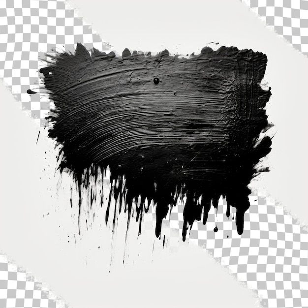 Tinta grunge preta em fundo transparente para arte com pincel fresco ou estilo de design
