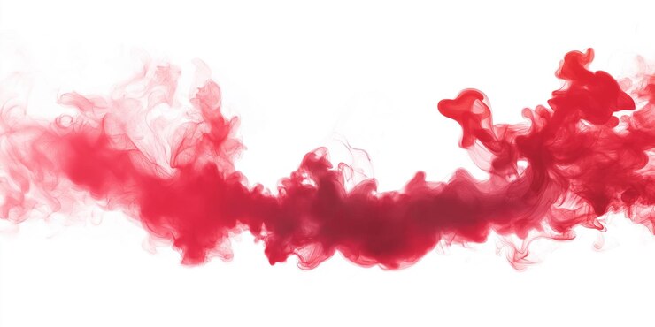 Tinta roja vibrante salpicada sobre un fondo aislado en negrita espesa esparcida en varios