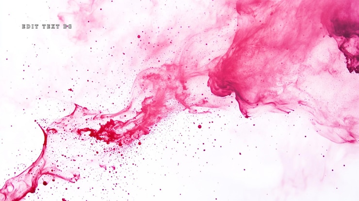 PSD tinta rosa abstracta girando en el agua creando un patrón dinámico y vibrante con salpicaduras en fondo blanco