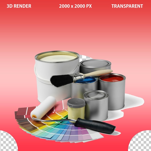 Tintas coloridas com fundo isolado transparente