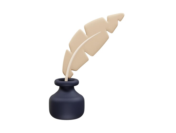 PSD tintenkrug mit feder zum schreiben icon 3d-render-illustration