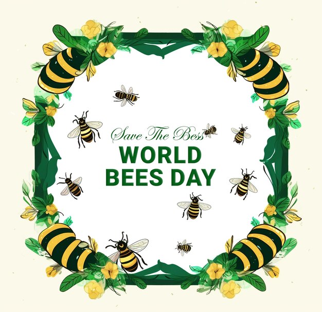 PSD típico diseño de fondo del día de las abejas psd