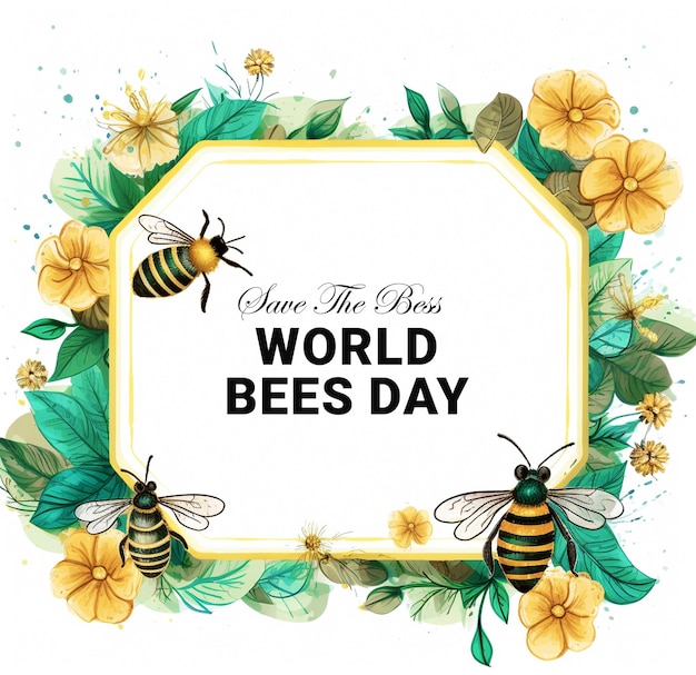 PSD típico diseño de fondo del día de las abejas psd