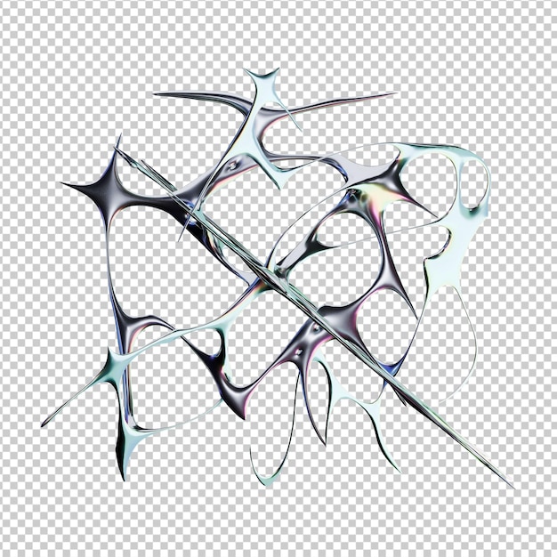 Tipo di cromo iridescente in rendering 3D con metallico futuristico
