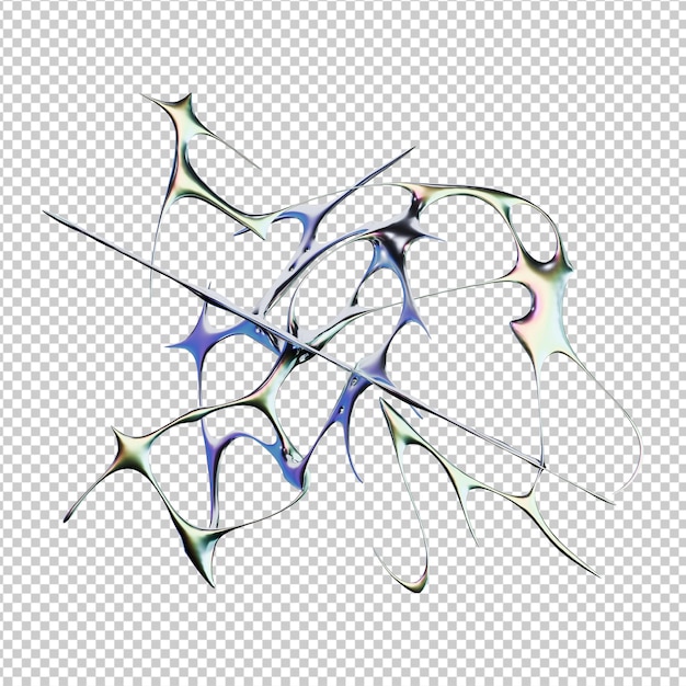 Tipo di rendering 3D metallico a cromo futuristico iridescente