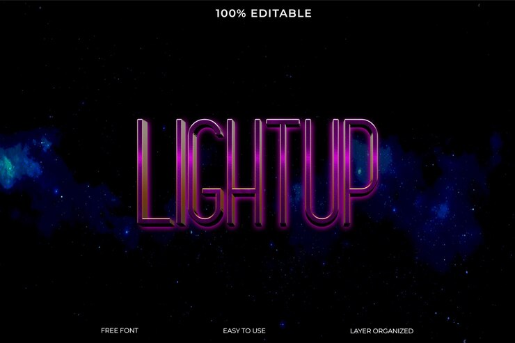 PSD tipo de letra editable con efecto de texto de iluminación estilo de texto en 3d