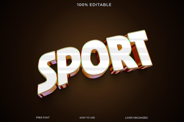 Tipo de letra de efecto de texto deportivo tipografía editable estilo de texto 3D