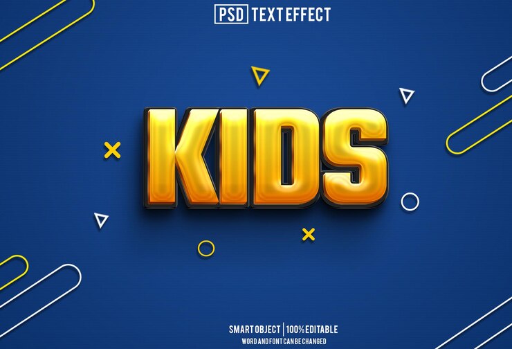 PSD tipo de letra de efecto de texto para niños tipografía editable texto 3d