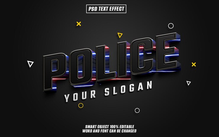 PSD tipo de letra de efecto de texto policial tipografía editable texto 3d