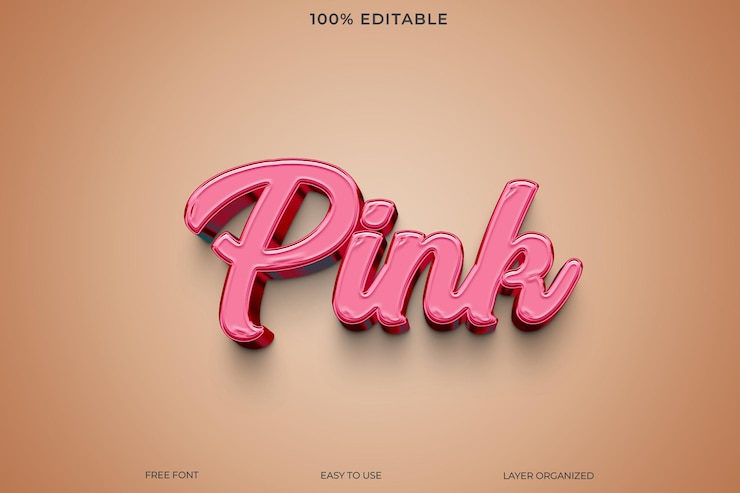 PSD tipo de letra de efecto de texto rosado tipografía editable estilo de texto 3d