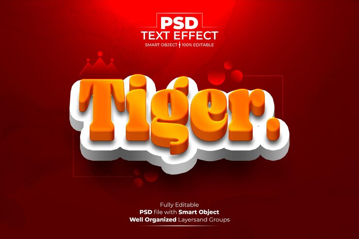PSD tipo de letra con efecto de texto tigre tipografía editable texto en 3d