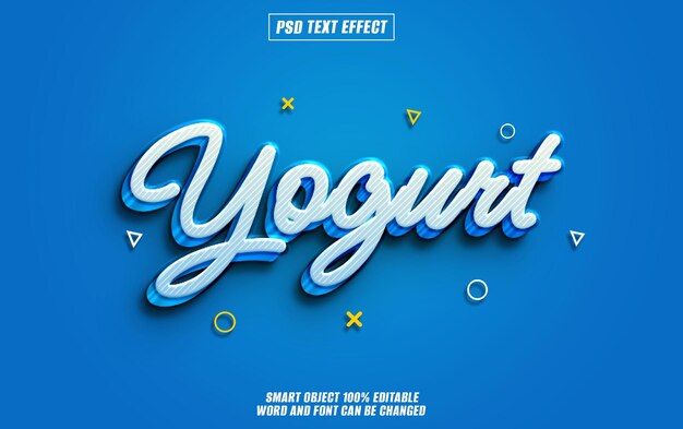 tipo de letra de efecto de texto de yogur tipografía editable texto en 3D