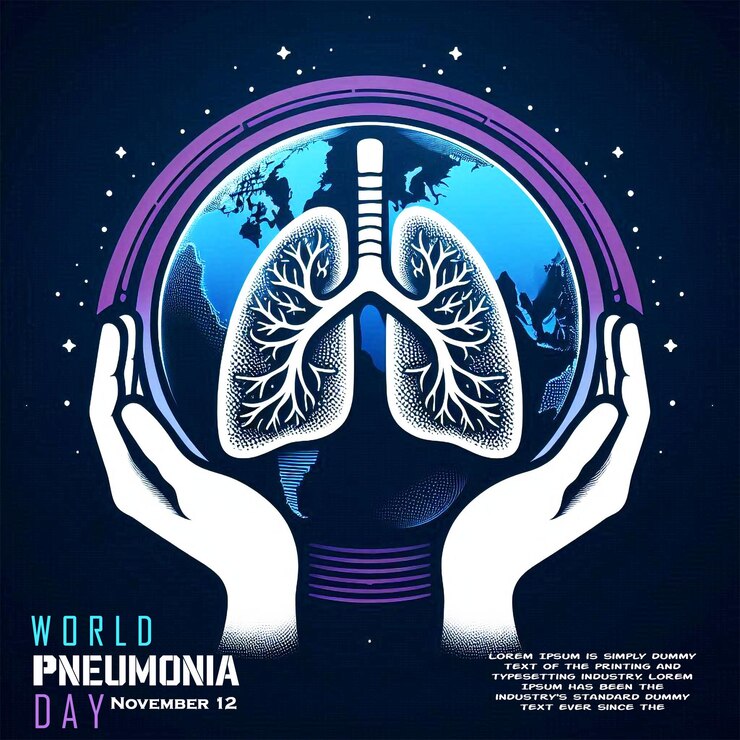 PSD tipo de logotipo del día mundial de la pneumonía diseño de banner de fondo