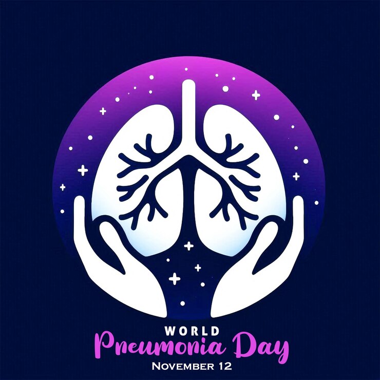 Tipo de logotipo del Día Mundial de la Pneumonía Diseño de banner de fondo