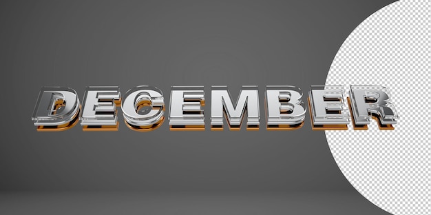 Tipografia 3d di dicembre Lettera in metallo, cromo e vetro su sfondo trasparente 3d illustrazione PNG