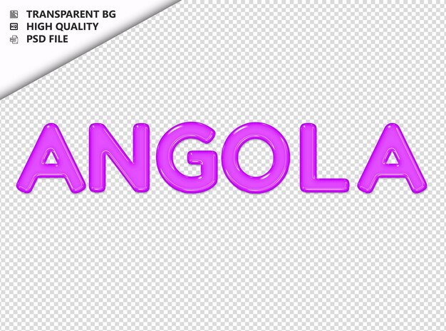 PSD tipografía de angola texto púrpura vidrio brillante psd transparente