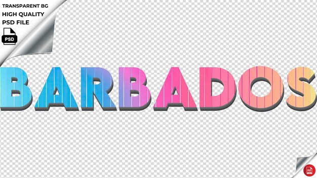 PSD la tipografía del arco iris de barbados es colorida, la textura del texto es psd y es transparente.