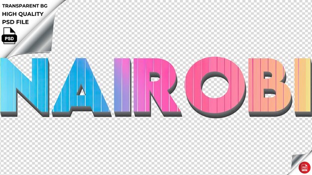 PSD la tipografía del arco iris de nairobi es colorida, la textura del texto es psd y es transparente.