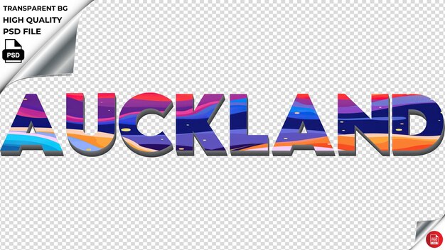 PSD la tipografía de auckland es plana y colorida, la textura del texto es psd y es transparente.