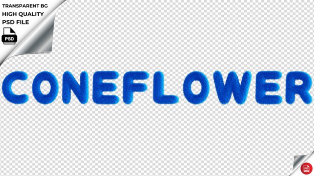 Tipografia coneflower azul texto fluffy psd transparente