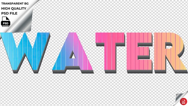 PSD tipografia de água arco-íris colorido texto textura psd transparente