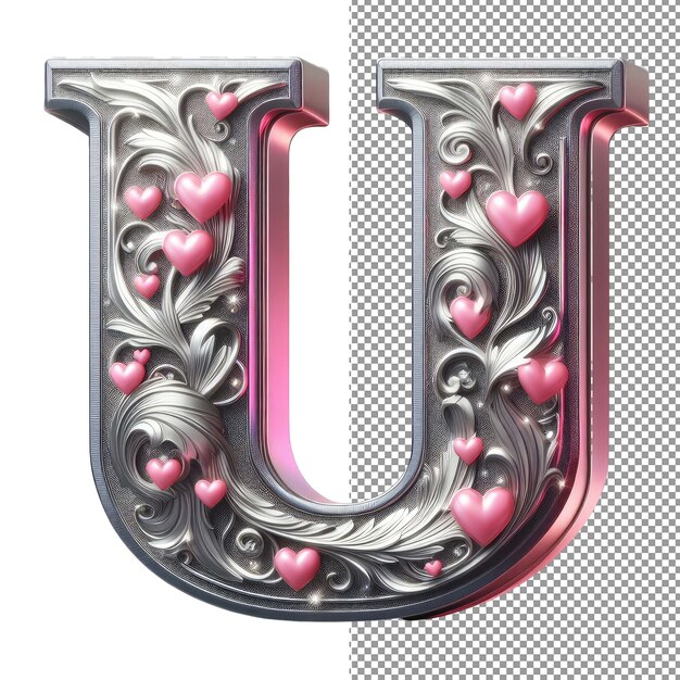 Tipografía dimensional letra 3D aislada en fondo PNG