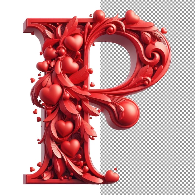 Tipografia dimensionale Lettera 3D isolata su sfondo PNG