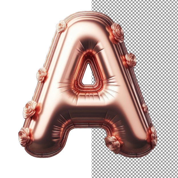 PSD tipografía globosa letra 3d aislada en globos de helio sobre fondo png