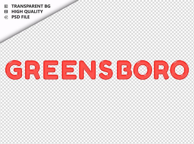 PSD la tipografía de greensboro el texto rojo el vidrio brillante el psd transparente