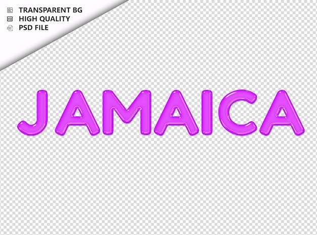 La tipografía de jamaica el texto púrpura el vidrio brillante el psd transparente