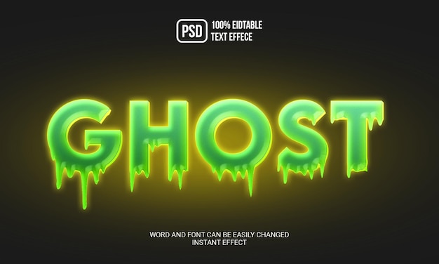 Tipografia liquida effetto testo modificabile Melting Ghost