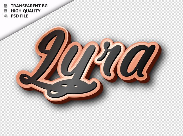 PSD tipografía de lyra texto en bronce negro psd transparente