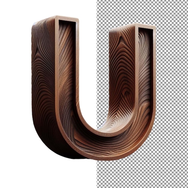 PSD tipografía de madera letras 3d con un acabado de madera cálido en esplendor transparente