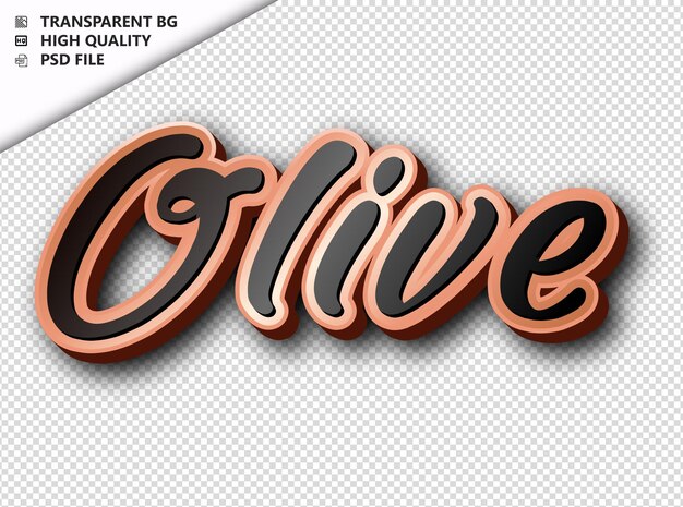 Tipografia olive texto prosa preto psd transparente