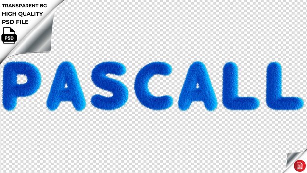 PSD la tipografía de pascal es azul, el texto es esponjoso, el psd es transparente.