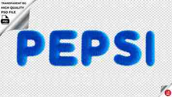 PSD la tipografía de pepsi es azul, el texto es esponjoso, el psd es transparente.