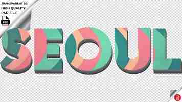 PSD la tipografía de seúl gradiente turquesa retro textura del texto psd transparente