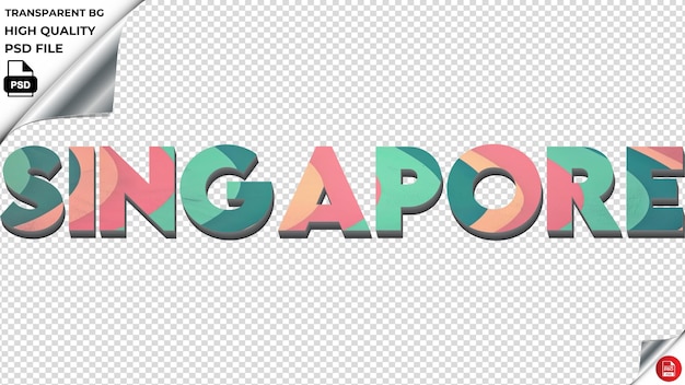 PSD tipografía de singapur gradiente turquesa retro textura del texto psd transparente