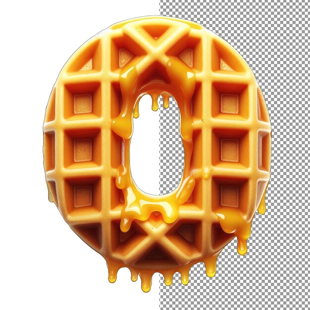 PSD tipografía de waffle letra de waffle 3d aislada en un lienzo png claro