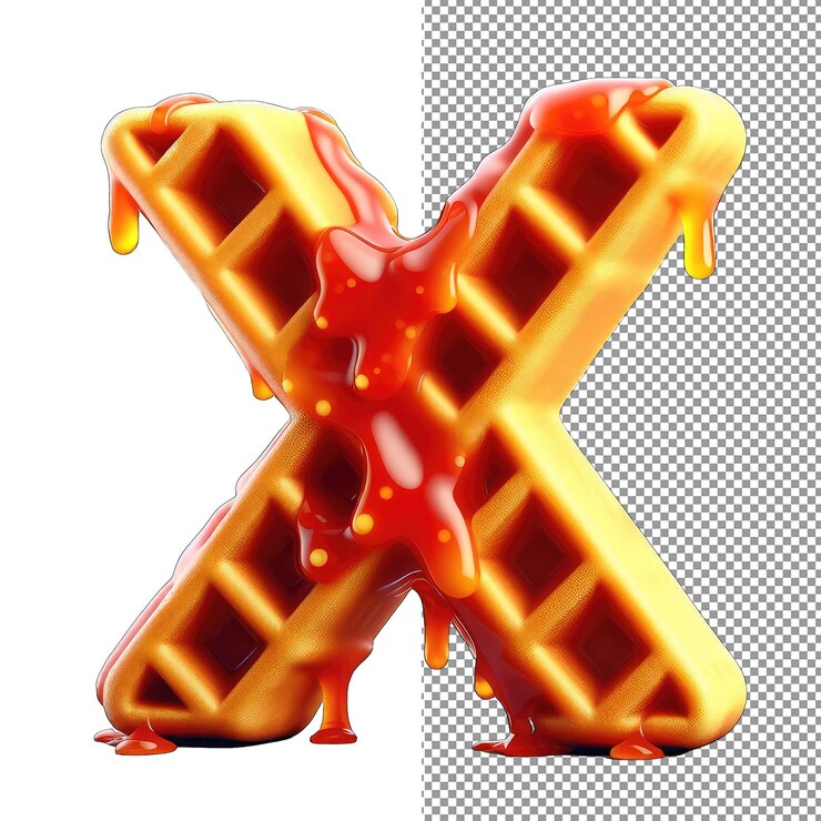 PSD tipografía de waffle letra de waffle 3d aislada en un lienzo png claro