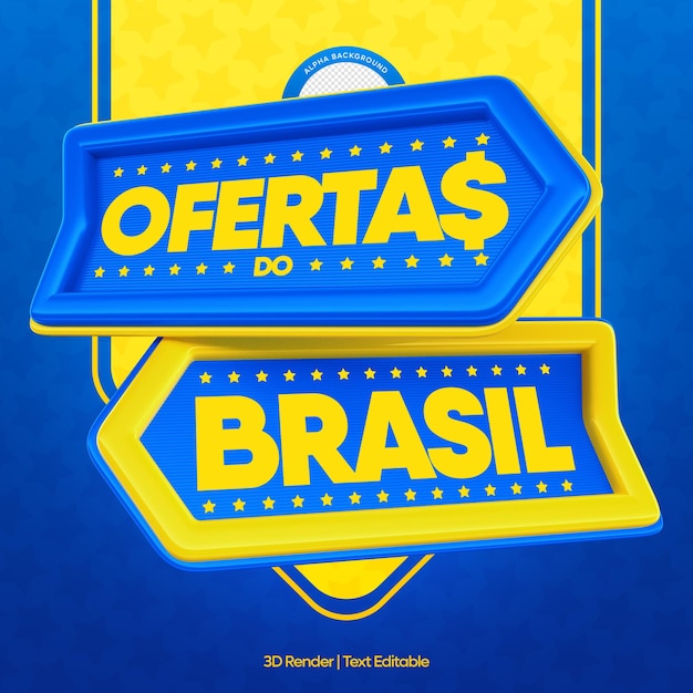 Étiquette Fête de l'indépendance du Brésil Rendu 3D Semaine du Brésil Offres Promotion