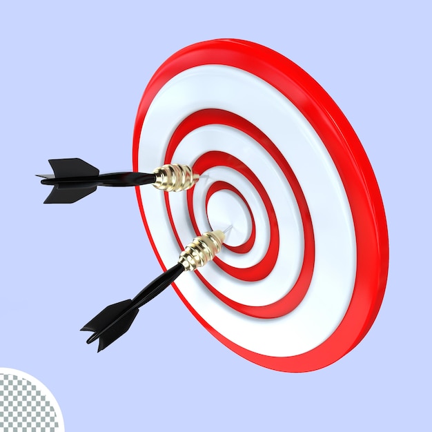 Tir à l'arc cible jeu de fléchettes bullseye rendu 3d icône illustration isolé