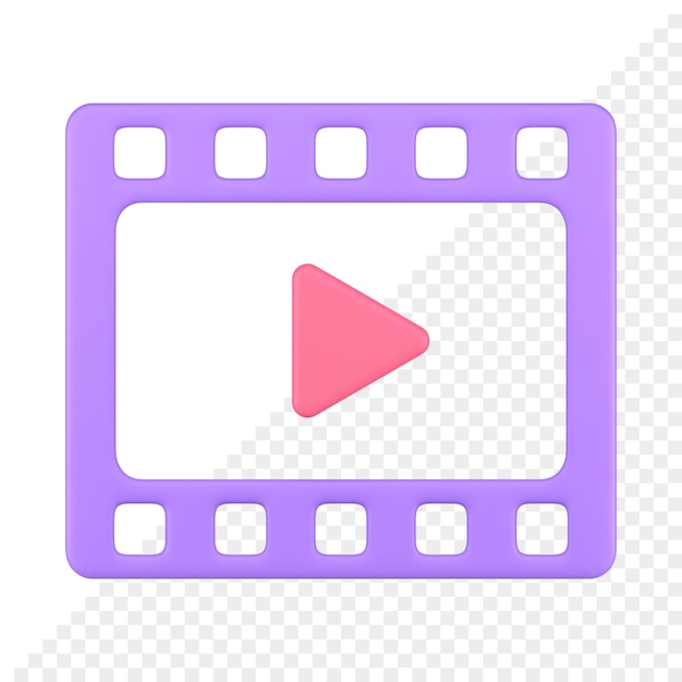 PSD tira de cine pantalla reproducción de video interfaz de usuario aplicación insignia contenido multimedia icono 3d