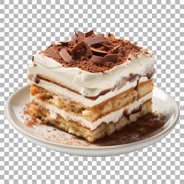 Tiramisu en un fondo transparente