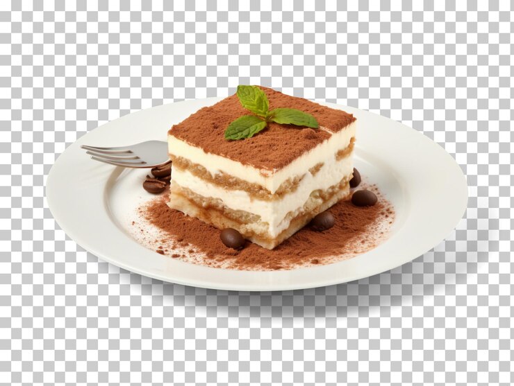 PSD tiramisù su un piatto isolato su sfondo trasparente png psd