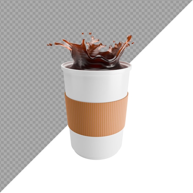 PSD tirar a xícara de café com salpico de café ilustração 3d