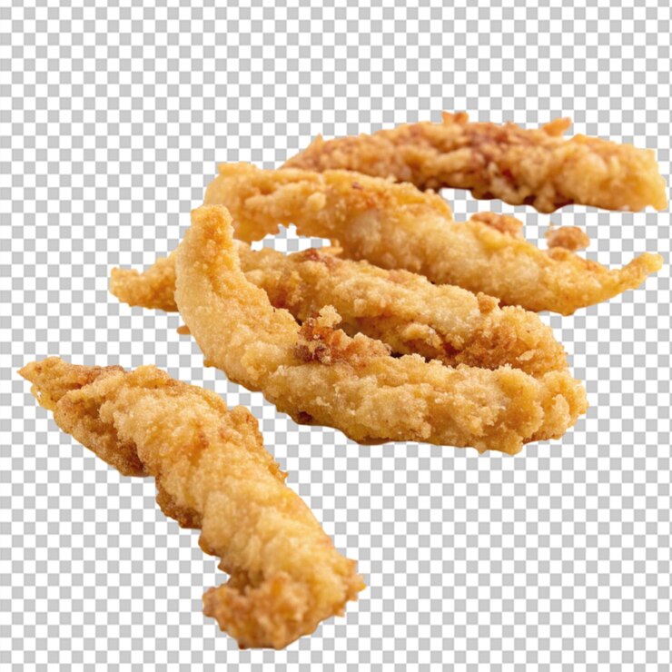 PSD tiras de almejas fritas sobre un fondo transparente